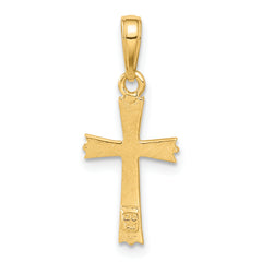 14K Gold Solid Cross Pendant with Flat Back, Elegant Cast Design 23mm