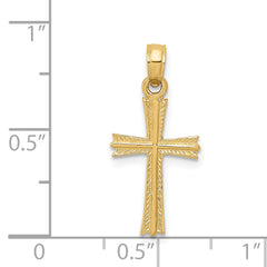 14K Gold Solid Cross Pendant with Flat Back, Elegant Cast Design 23mm