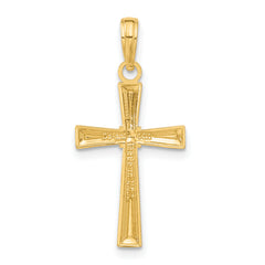 14K Gold Diamond-Cut X Cross Pendant with Elegant Concave Design