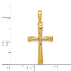 14K Gold Diamond-Cut X Cross Pendant with Elegant Concave Design