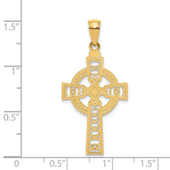 14K Gold Celtic Cross with Eternity Circle Pendant Solid Cast, Elegant Design