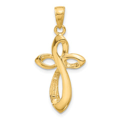 14K Gold Figure 8 Cross Pendant with Polished Satin Finish Elegance