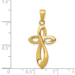 14K Gold Figure 8 Cross Pendant with Polished Satin Finish Elegance