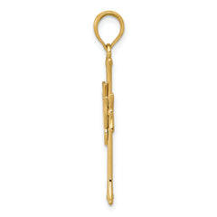 14K Gold Polished Dove on Cross Pendant Elegant Themed Design