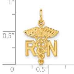 14K Gold RN Nurse Charm with Brushed Finish Elegant and Gift Ready