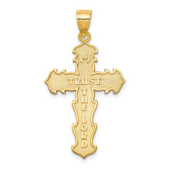 14K Gold Passion Cross Pendant, Reversible Design, 36mm Elegant Charm