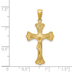 14K Gold Crucifix Pendant with Polished Finish and Solid Design