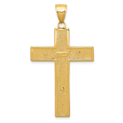 14K Gold Textured Crucifix Pendant with Polished Finish Elegant Design