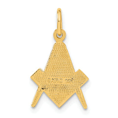 14K Gold Masonic Symbol Charm for Men with Polished Textured Finish