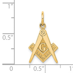 14K Gold Masonic Symbol Charm for Men with Polished Textured Finish