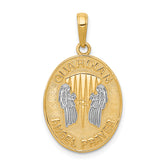 14K W/Rhodium Reversible Guardian Angel Prayer Pendant