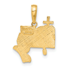 14K Gold Bible with Praying Hands and Cross Pendant Solid, Casted Design