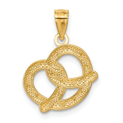 14K Gold Pretzel Pendant with Open Back, Solid Cast Design
