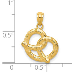 14K Gold Pretzel Pendant with Open Back, Solid Cast Design