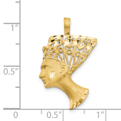 14K Gold Nefertiti Charm with Satin Finish and Diamond Cut Detailing
