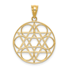 14K Gold Star of David Circle Pendant Solid, Elegant Design by Sophia Jewelers