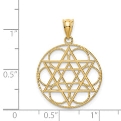 14K Gold Star of David Circle Pendant Solid, Elegant Design by Sophia Jewelers