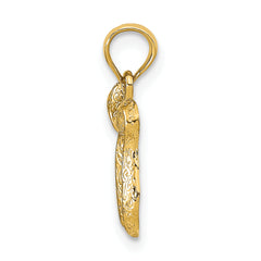 14K Gold Chai Pendant with Polished Finish and Open Back Design