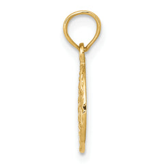 14K Gold Star of David Pendant in Circle Frame Elegant, Solid Design