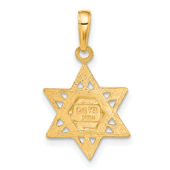 14K Gold Star of David Pendant with Tablets Elegant Cast Design