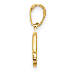 14K Gold Small Solid Hamsa Pendant with Flat Back Casted Design