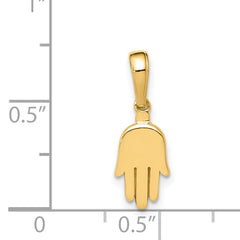 14K Gold Small Solid Hamsa Pendant with Flat Back Casted Design
