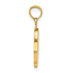 14K Yellow Gold Large Solid Hamsa Pendant with Flat Back Design