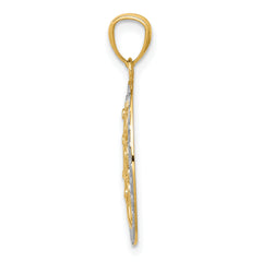 14K Gold Tree of Life Pendant with Rhodium Accents Polished, Elegant Design