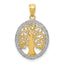 Tree of Life Oval Pendant in 14K Two-Tone Gold, 20mm Textured - Sophia Jewelers