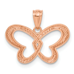 14K Rose Gold and Rhodium Butterfly Pendant with Polished Finish