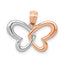 14k Rose Gold w/Rhodium Butterfly Pendant
