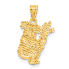 14K Yellow Gold Textured Koala Pendant for Men Polished Solid Design