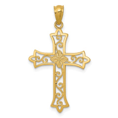 14K Yellow Gold Cross Pendant with Solid Cast Design Elegant and Timeless