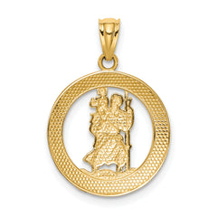 14K Gold St. Christopher Pendant with Rhodium Accent and Polished Finish