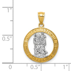 14K Gold St. Christopher Pendant with Rhodium Accent and Polished Finish