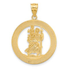 14K Gold St. Christopher Pendant with Rhodium Accents and Polished Finish