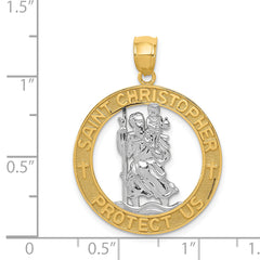 14K Gold St. Christopher Pendant with Rhodium Accents and Polished Finish