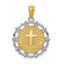 Baptism Cross Pendant in 14K Two-Tone Gold, 18mm, Scalloped Edge - Sophia Jewelers