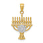 Star of David Menorah Pendant in 14K Yellow & White Gold, 27mm - Sophia Jewelers