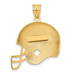 14K Yellow Gold Brushed Football Helmet Pendant for Men Satin Finish, 22mm