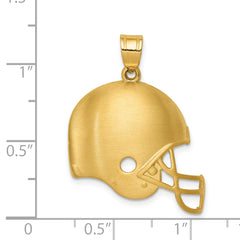 14K Yellow Gold Brushed Football Helmet Pendant for Men Satin Finish, 22mm