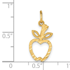 14K Gold Polished Apple Charm with Diamond-Cut Textured Details Elegant