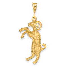 14K Gold Satin Diamond-Cut Aries Zodiac Charm Elegant and Themed Design