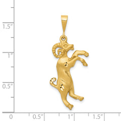 14K Gold Satin Diamond-Cut Aries Zodiac Charm Elegant and Themed Design
