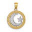 Star and Moon Pendant in 14K Two-Tone Gold, Textured - Sophia Jewelers