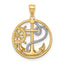 Cross, Anchor & Ship's Wheel Pendant in 14K Two-Tone Gold, 23mm - Sophia Jewelers