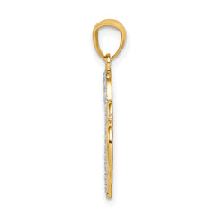 14K and White Rhodium Polished Double Heart Pendant