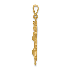 14K Gold Leo Zodiac Charm with Satin Finish and Diamond-Cut Detailing