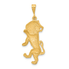 14K Gold Leo Zodiac Charm with Satin Finish and Diamond-Cut Detailing