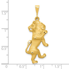14K Gold Leo Zodiac Charm with Satin Finish and Diamond-Cut Detailing